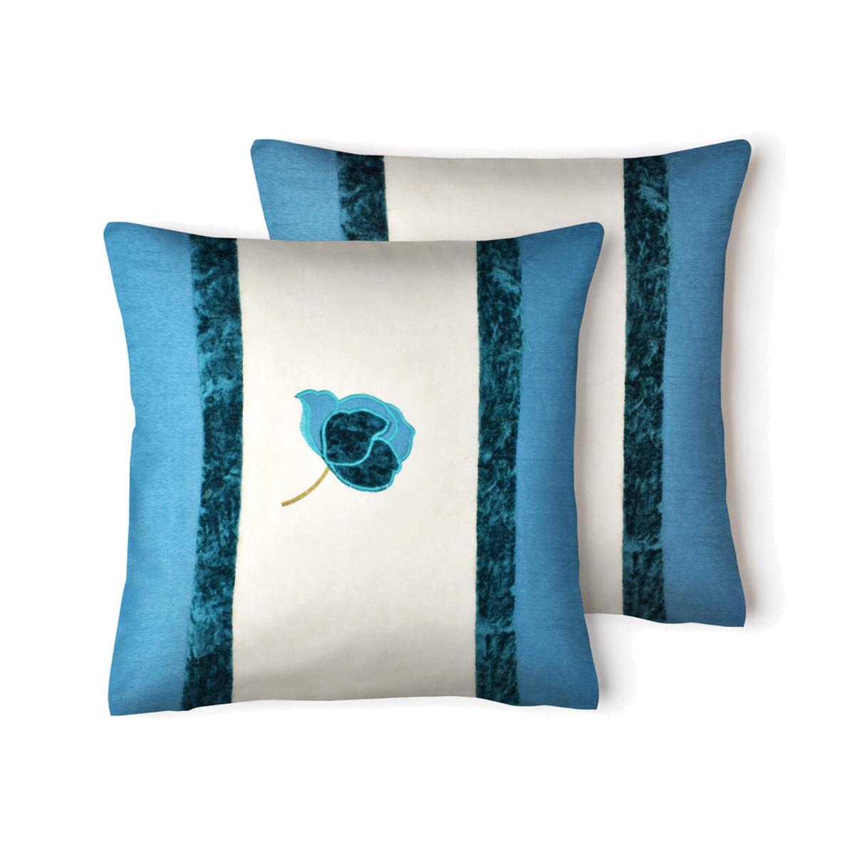 Floral Velvet Cushion - Teal