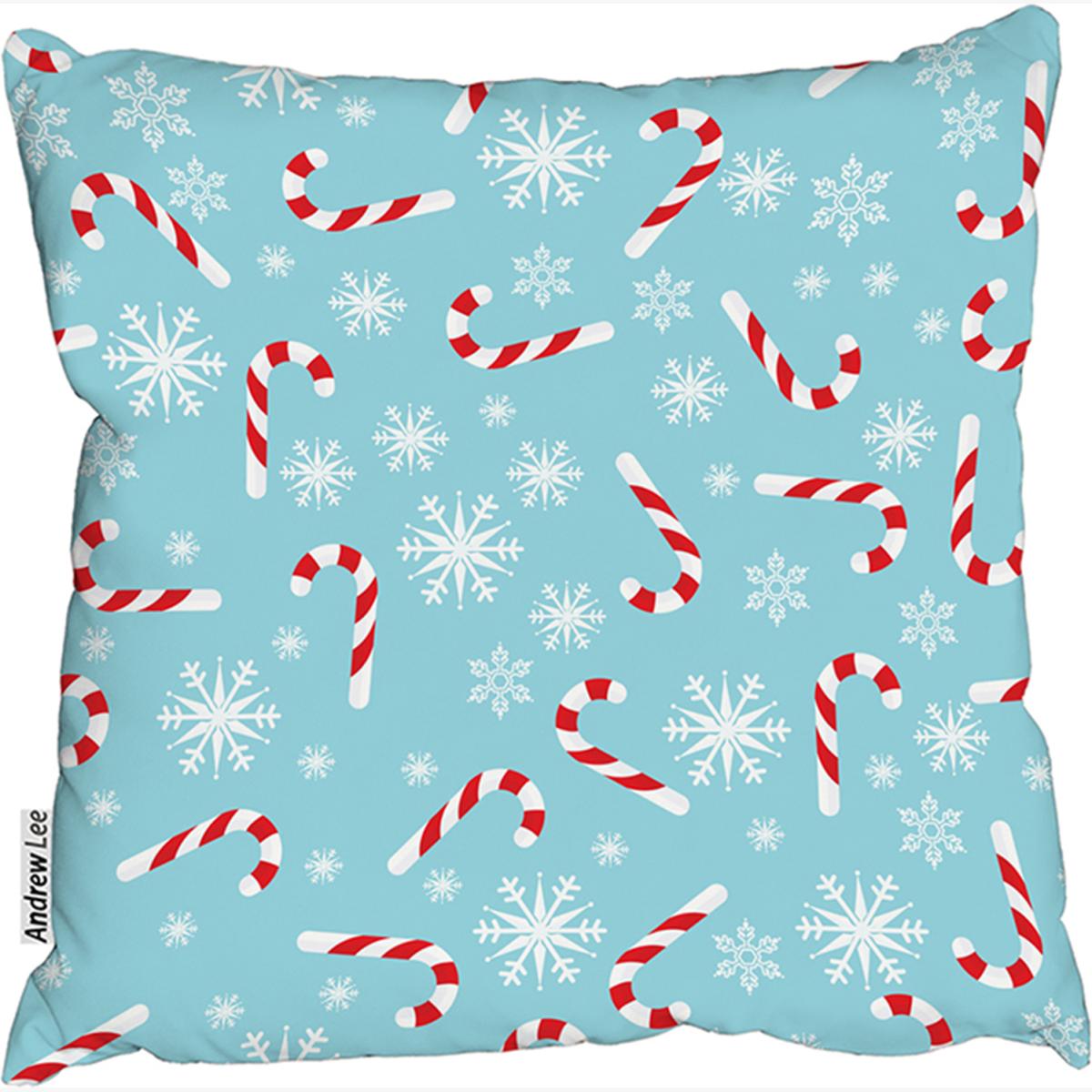 Candy Canes And Snowflakes Stylish Cushion - Blue / 60cm
