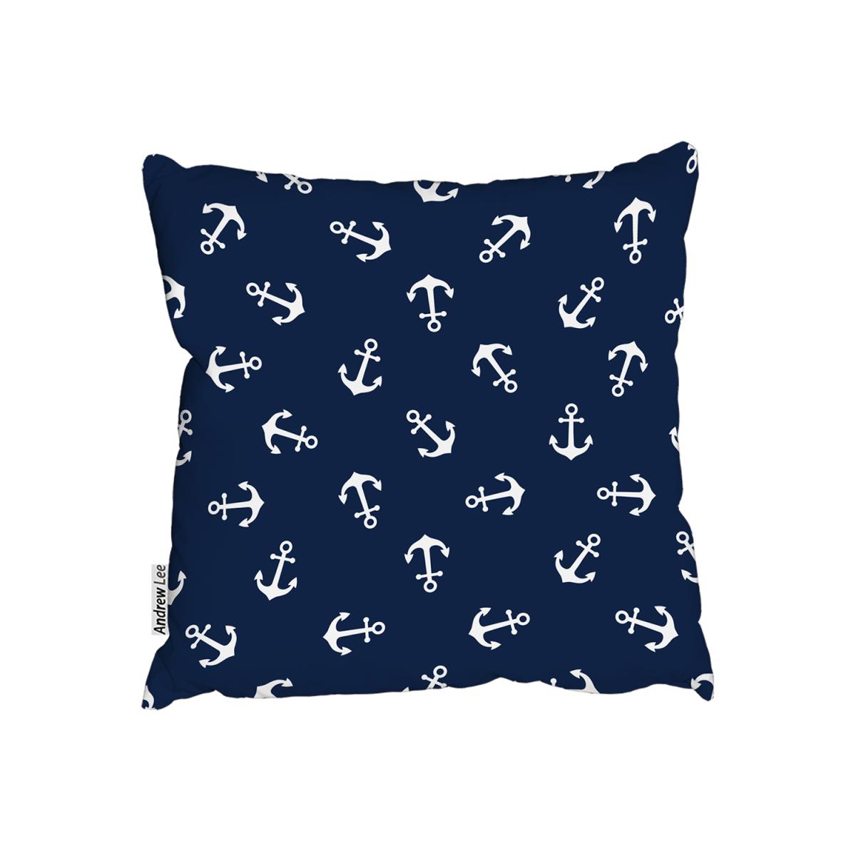 Anchors On Navy Background Outdoor Cushion - Blue / 60cm – image 2