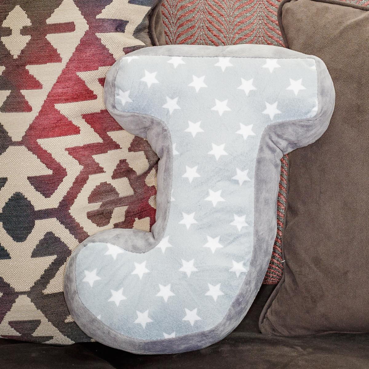 Letter Cushion J - Grey/White – image 3