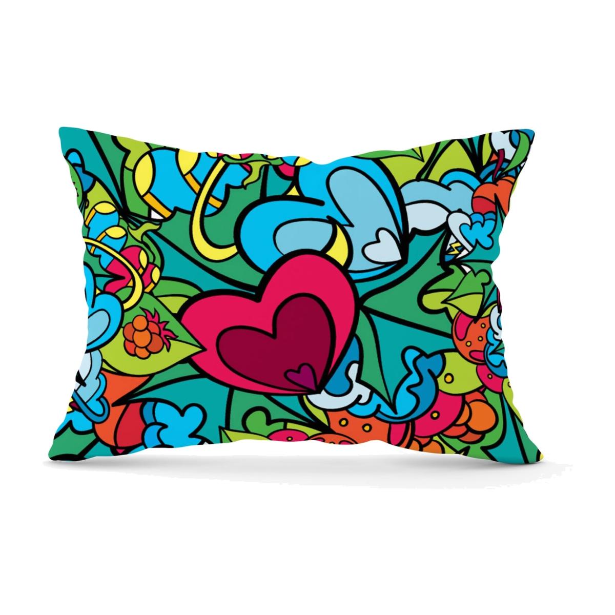 Hippie Psychedelic Pattern Cushion - Green / 28cm