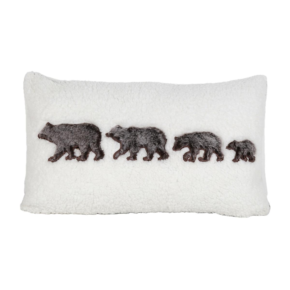 Family Of Bears Sherpa Cushion - White