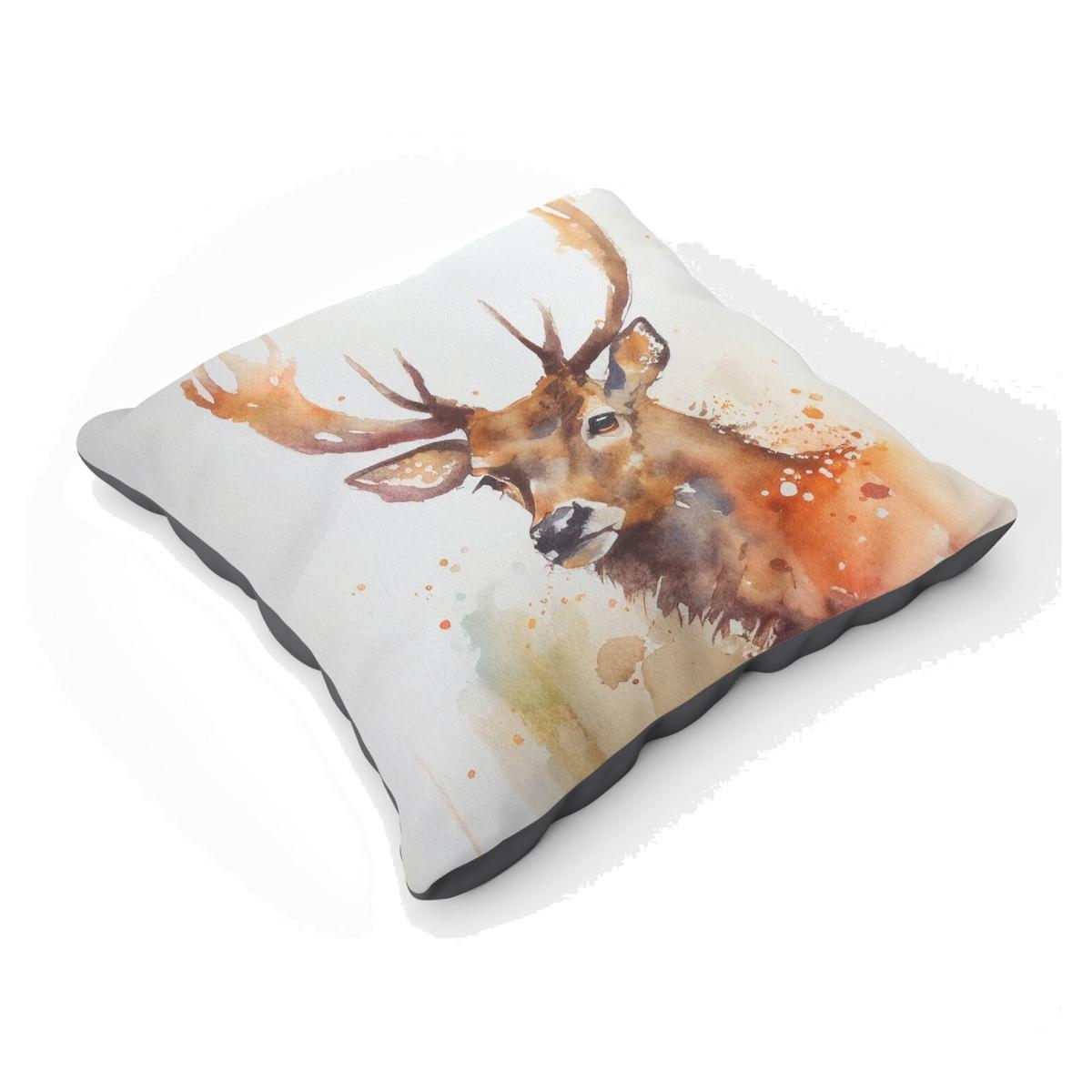 Majestic Stag Watercolour Floor Cushion - Neutral