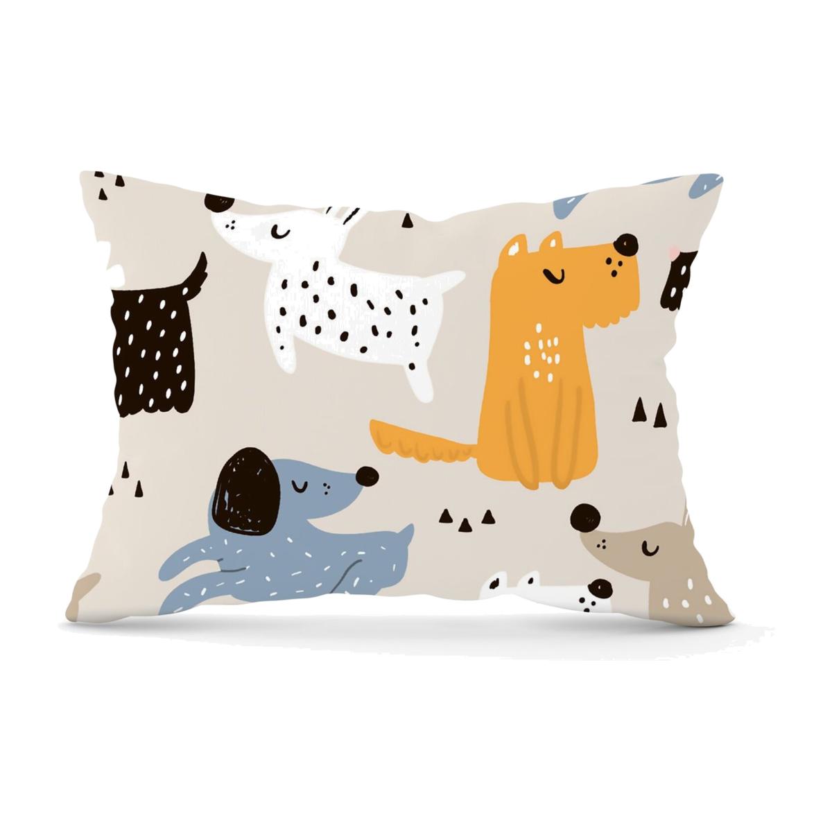 Hand Drawn Dogs Cushion - Orange / 28cm