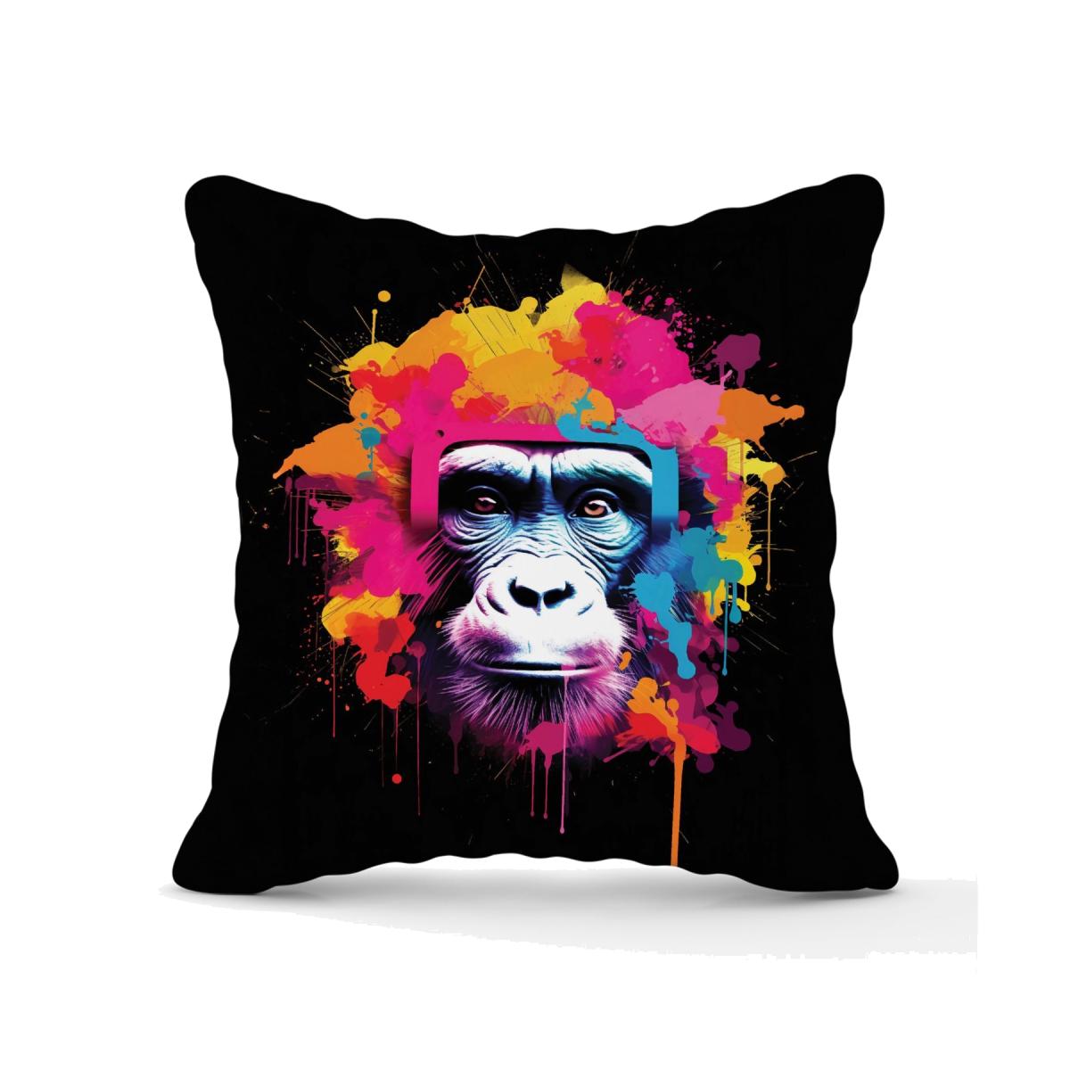 Multi Coloured Monkey Face Outdoor Cushion - Pink / 60cm