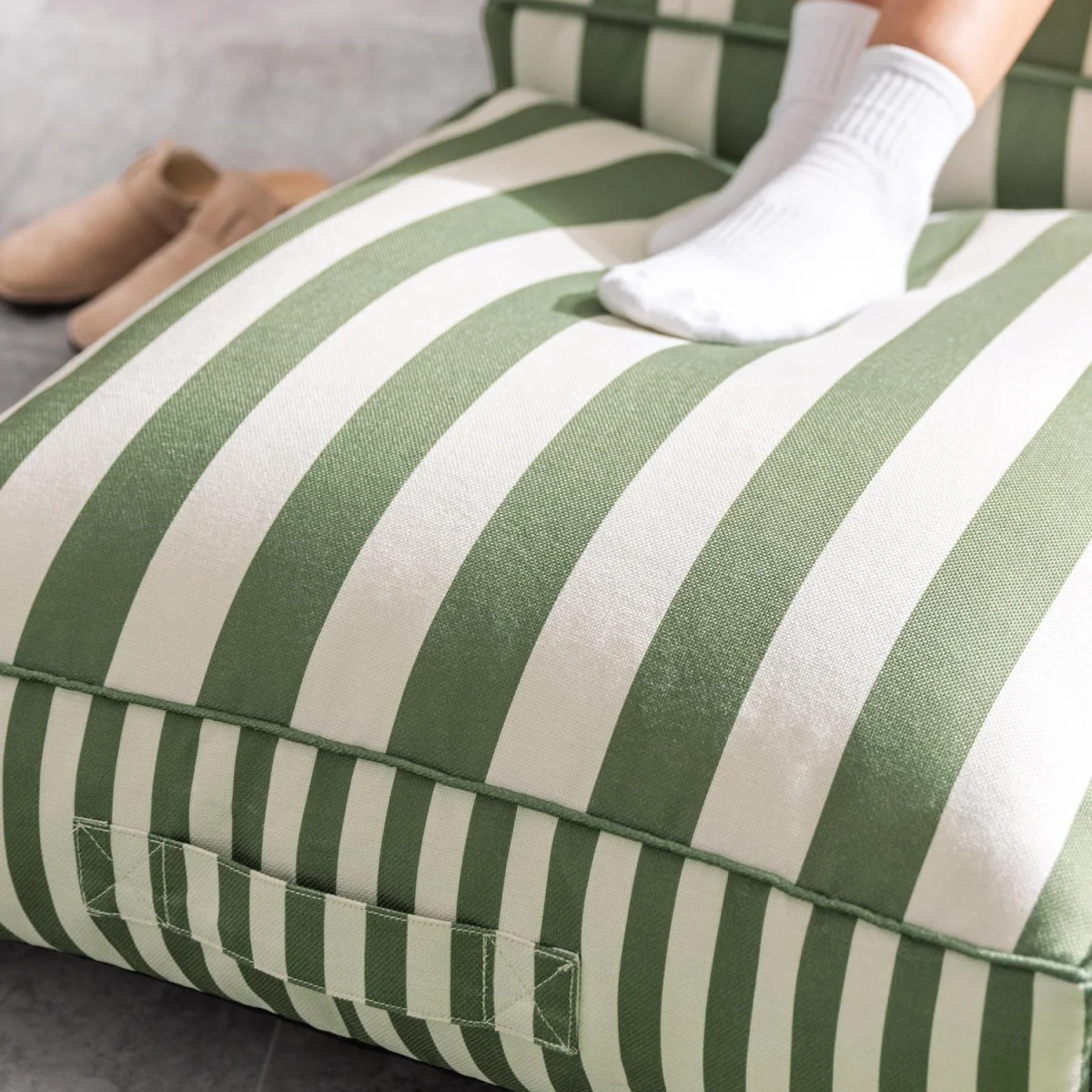 icon Solus Floor Cushion, Olive Green Stripe - Olive – image 4