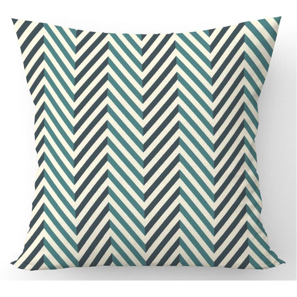 Geometric Herringbone Chevron Blues Cushion - Green / 60cm – image 2