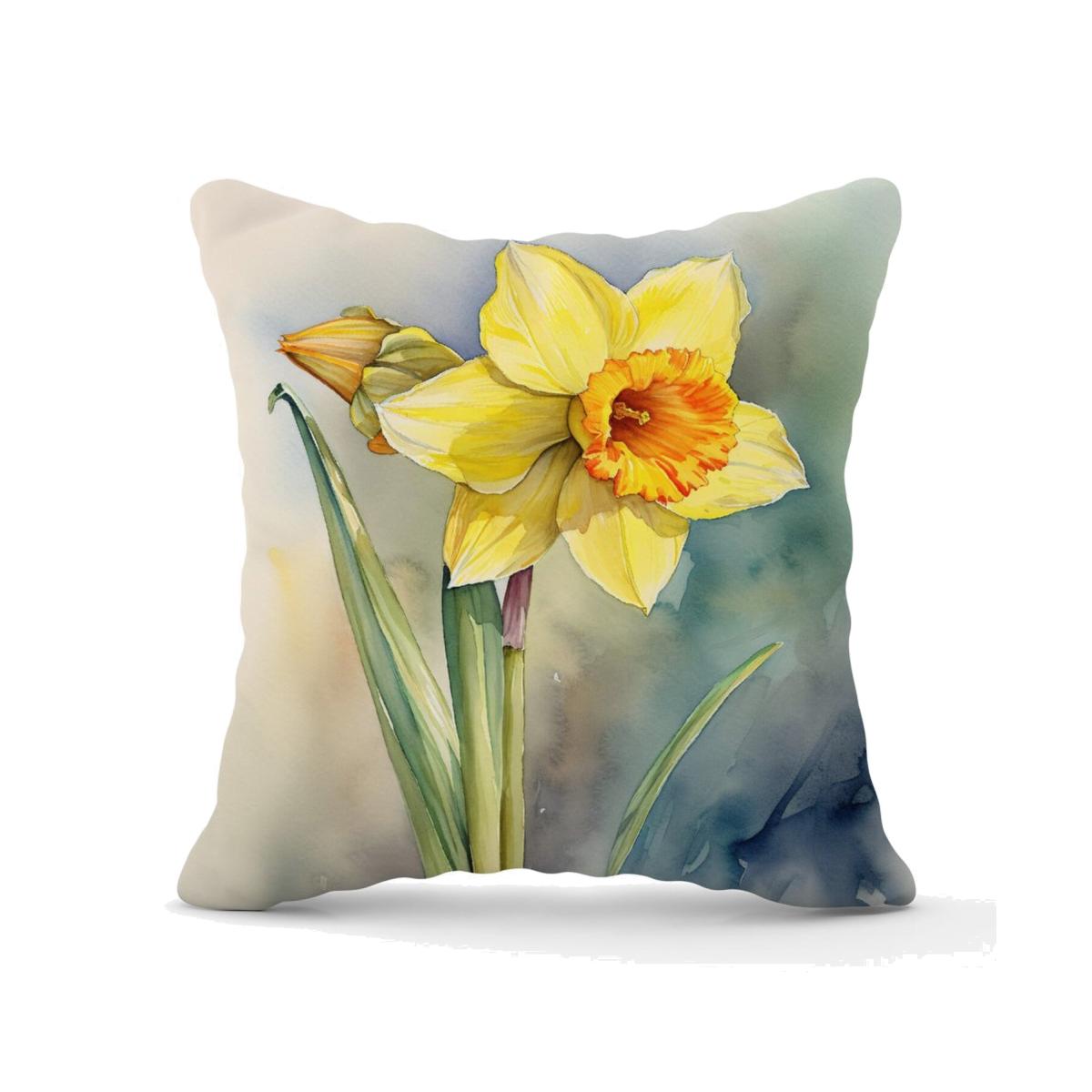 Daffodil Watercolour Cushion - Yellow / 45cm
