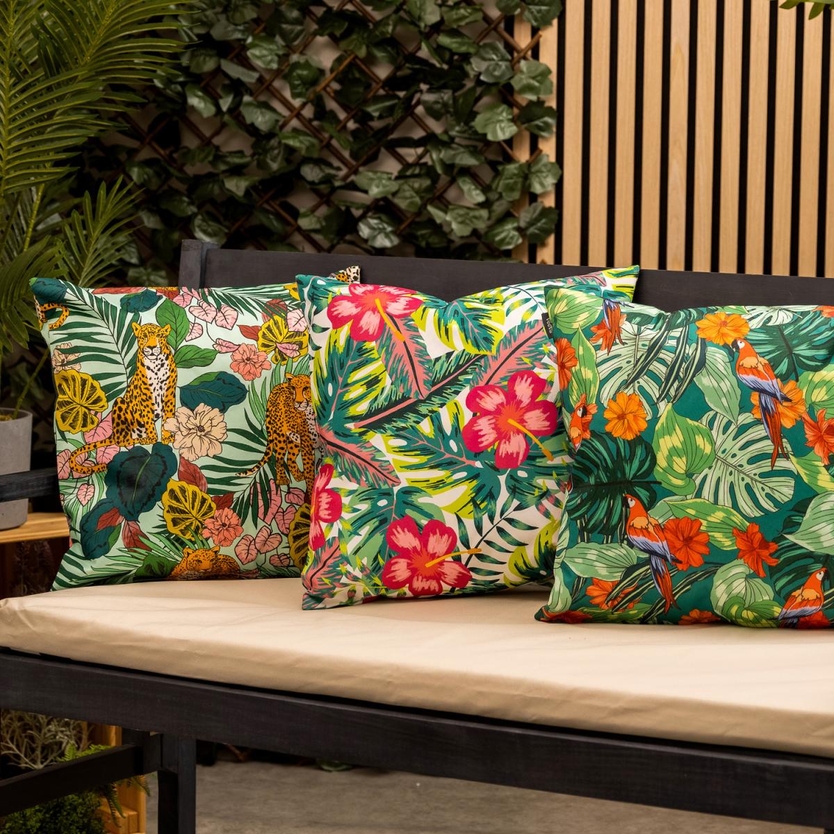 Veeva Tropical Palm Prints Outdoor Cushion - Fifth Collection (Set of 4) - White – image 3
