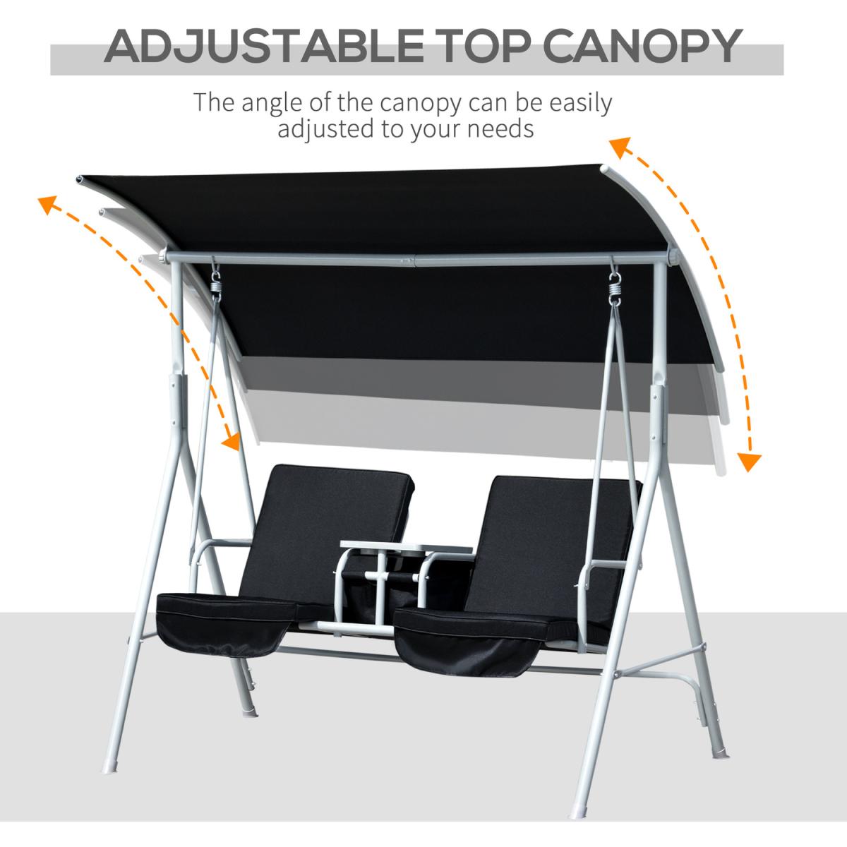 Heavy Duty Cushioned with Adjustable Canopy  - Black – image 2