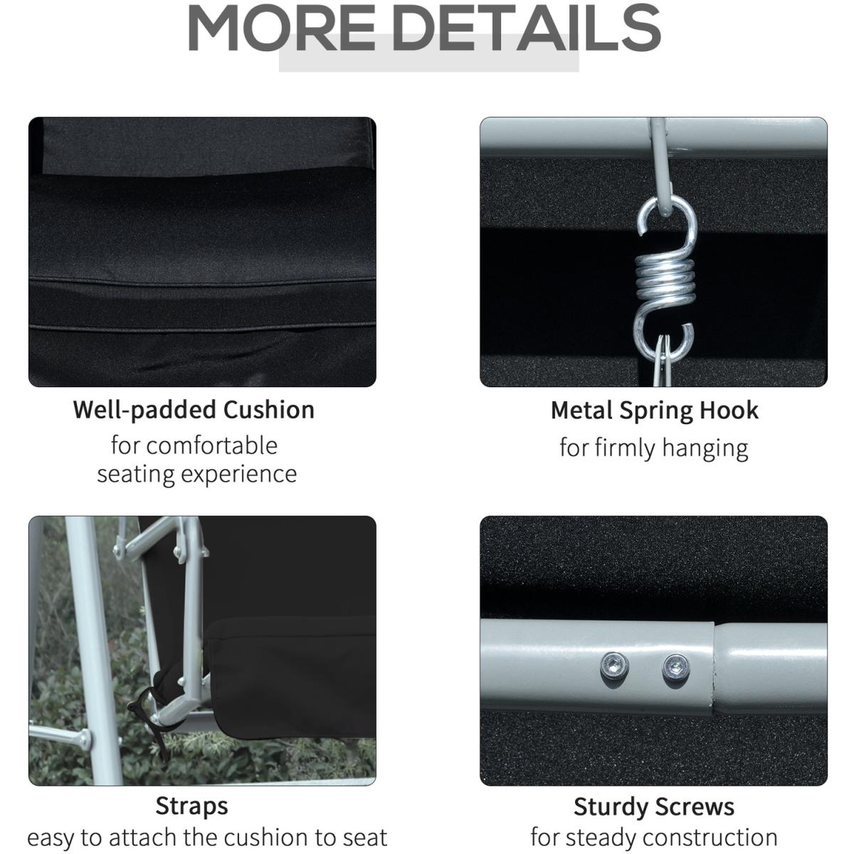 Heavy Duty Cushioned with Adjustable Canopy  - Black – image 4