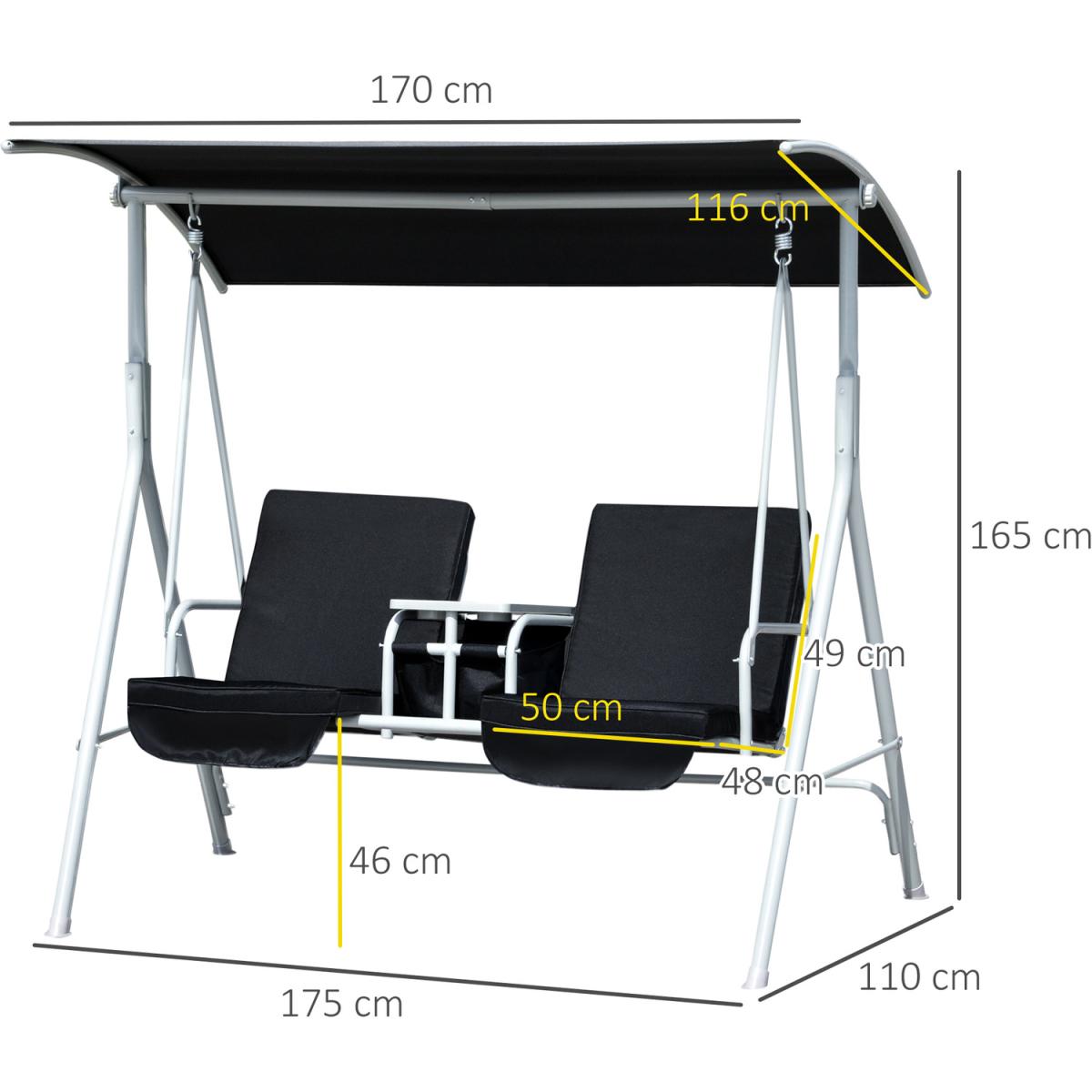 Heavy Duty Cushioned with Adjustable Canopy  - Black – image 6