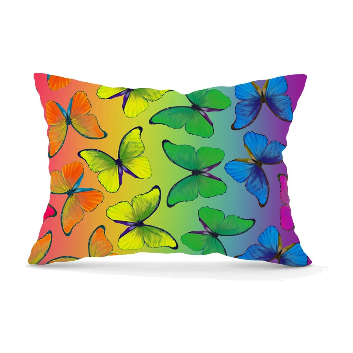 Multicoloured Butterfly Pattern Cushion - Green / 28cm