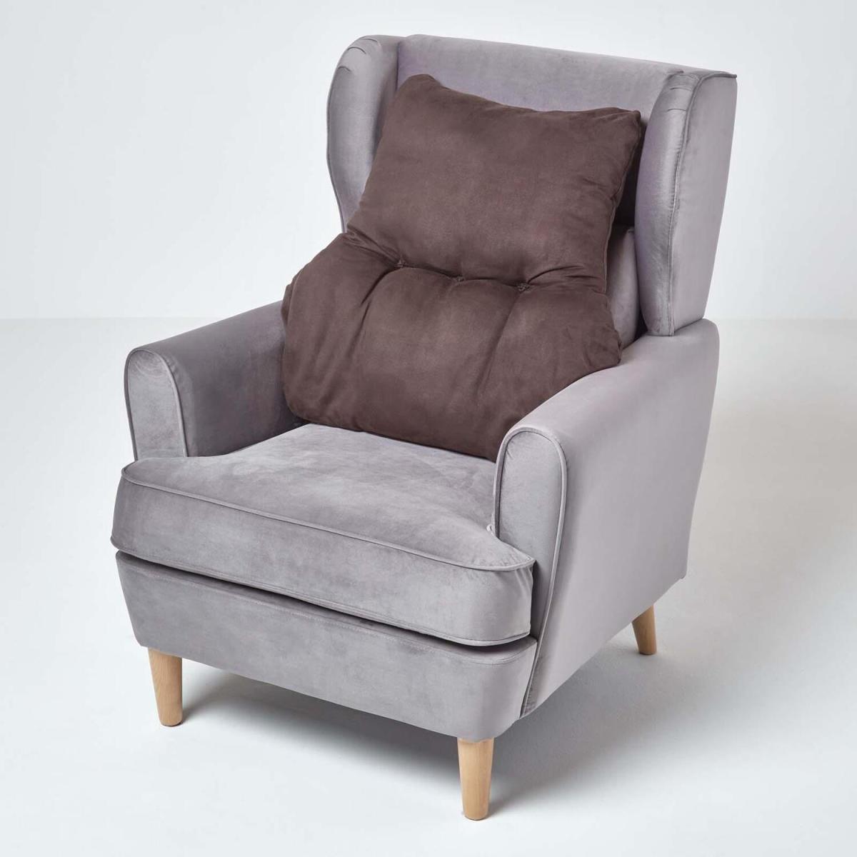 Faux Suede Back Support Cushion - Chocolate – image 3
