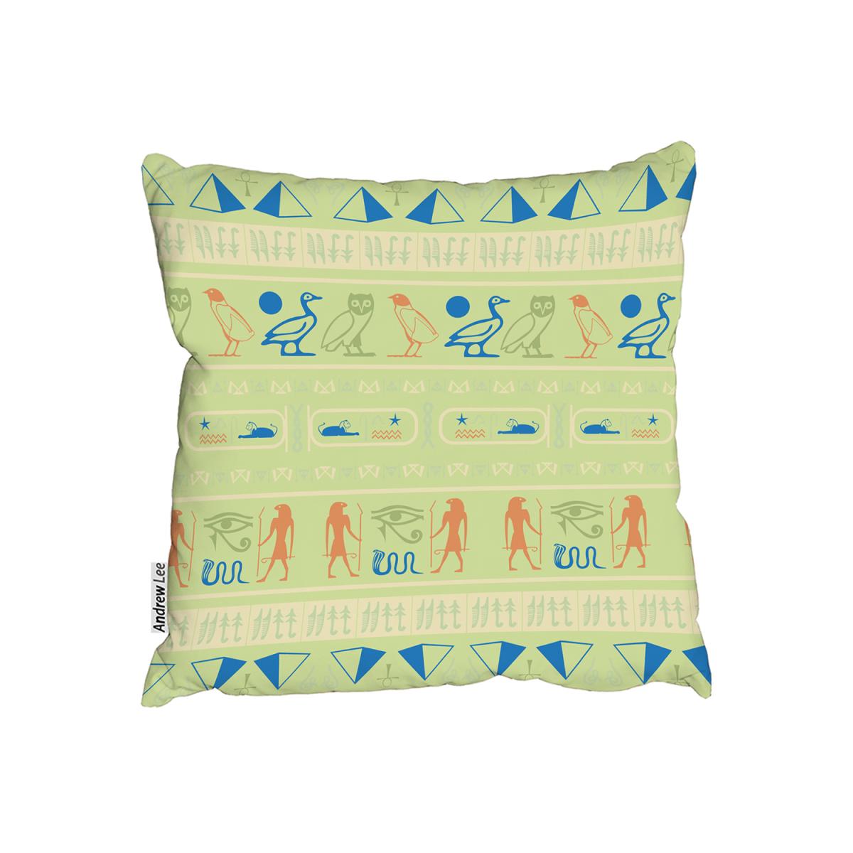 Hieroglyphic Egyptian Language Symbols Outdoor Cushion - Green / 45cm – image 2