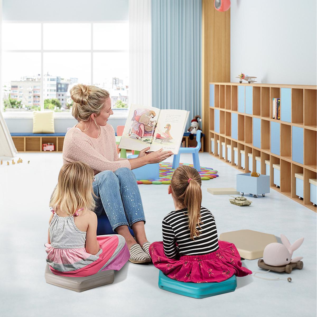 6PCS Kids Hexagon Floor Cushions - Morandi Colors – image 4
