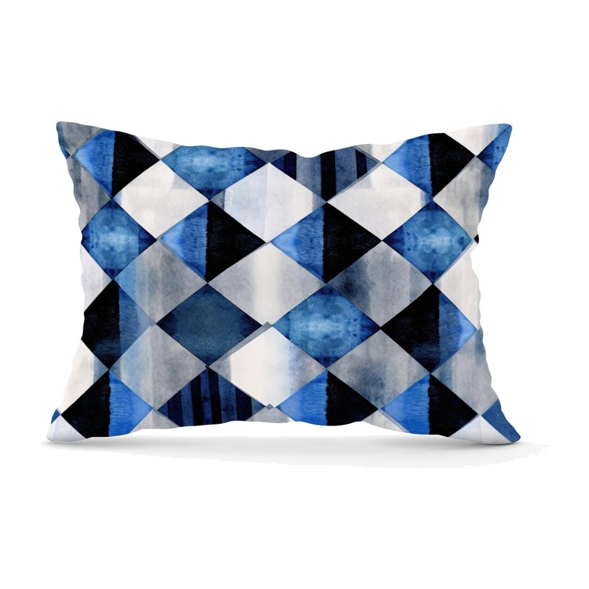 Square Checkered Pattern Cushion - Blue / 28cm