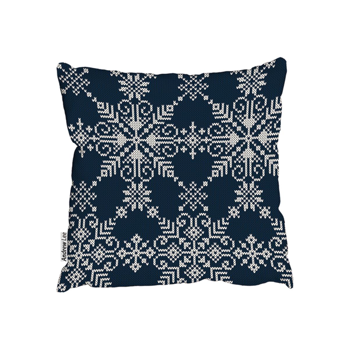 Knitted Pattern Of White Snowflakes Stylish Cushion - Blue / 60cm