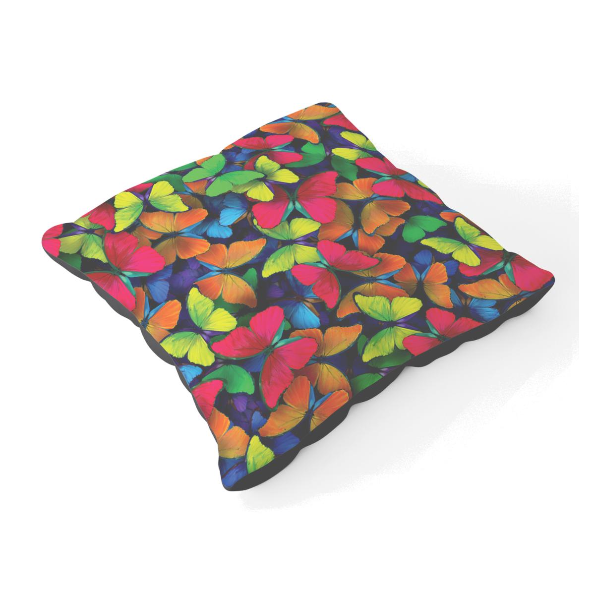 Rainbow Butterflies Floor Cushion - Red