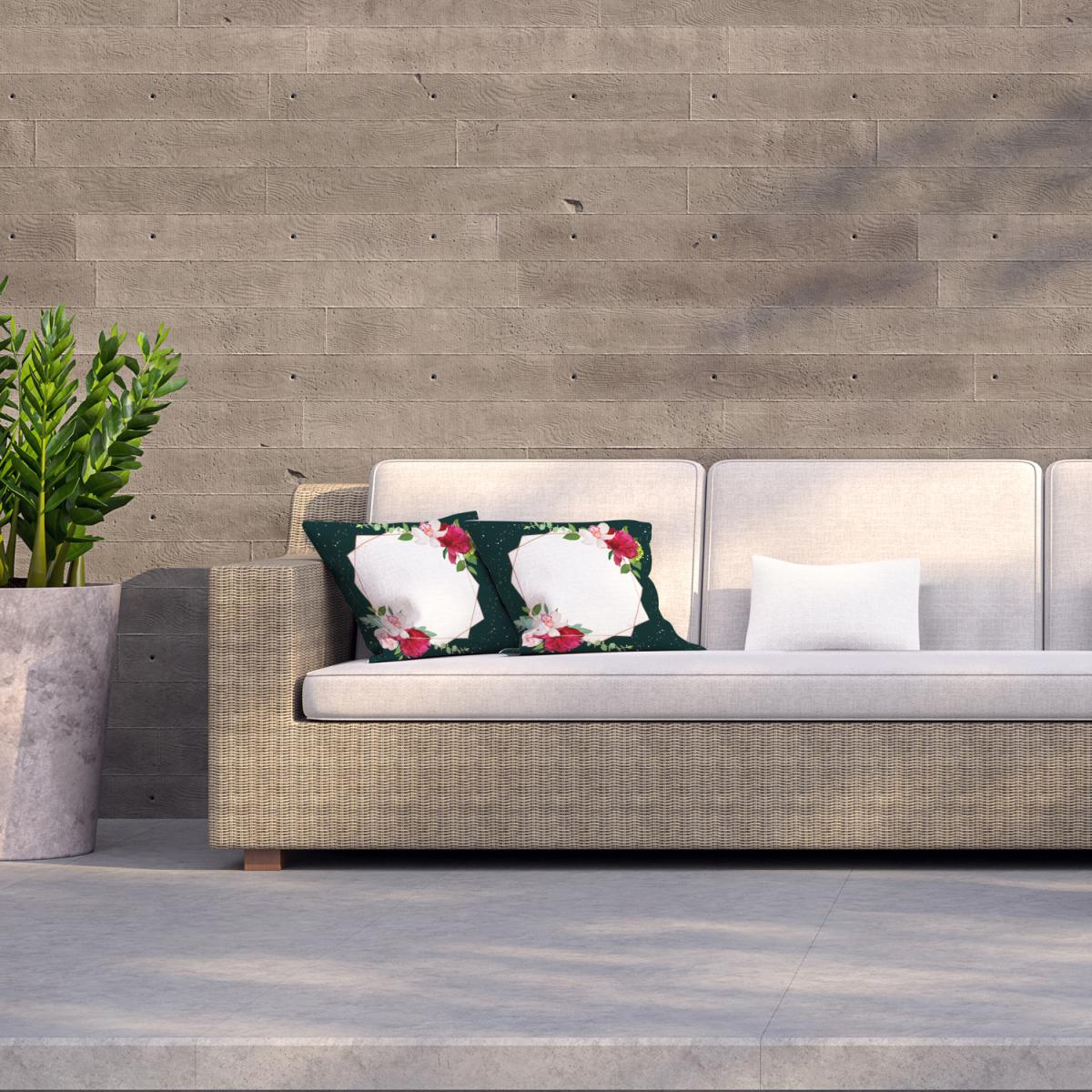 Bright Flowers, Dark Background Outdoor Cushion - Green / 45cm – image 2