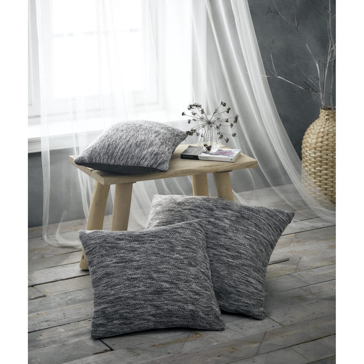 Portfolio Home Palazzo Filled Knitted Cushion - Grey – image 2