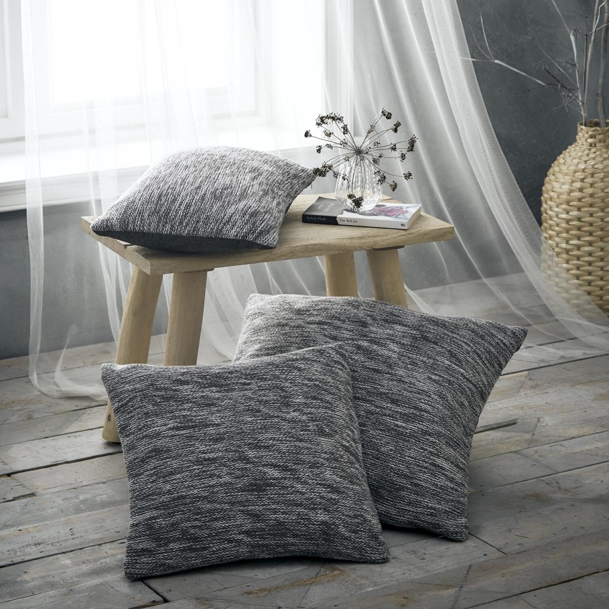 Portfolio Home Palazzo Filled Knitted Cushion - Grey – image 4