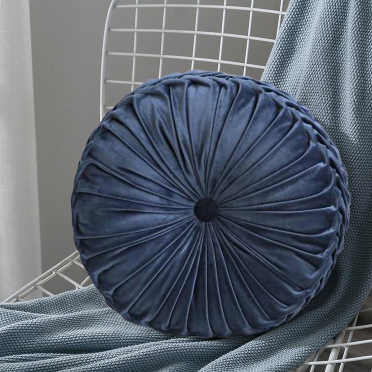 Round Pleated Pumpkin Velvet Cushion - Orange / 35cm – image 12