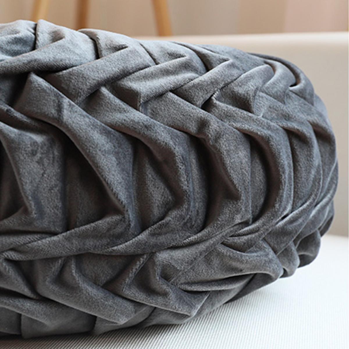 Round Pleated Pumpkin Velvet Cushion - Orange / 35cm – image 14