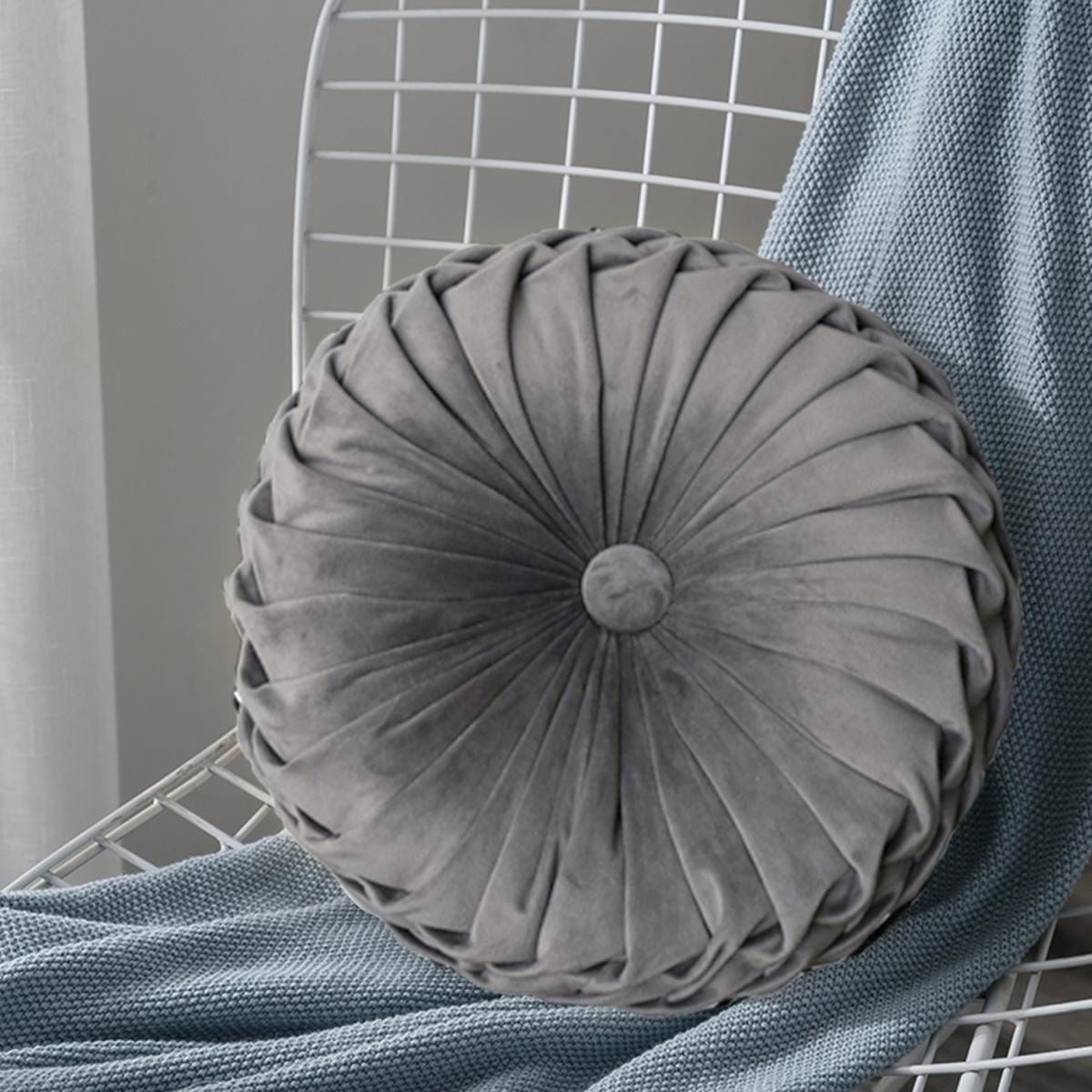 Round Pleated Pumpkin Velvet Cushion - Orange / 35cm – image 17