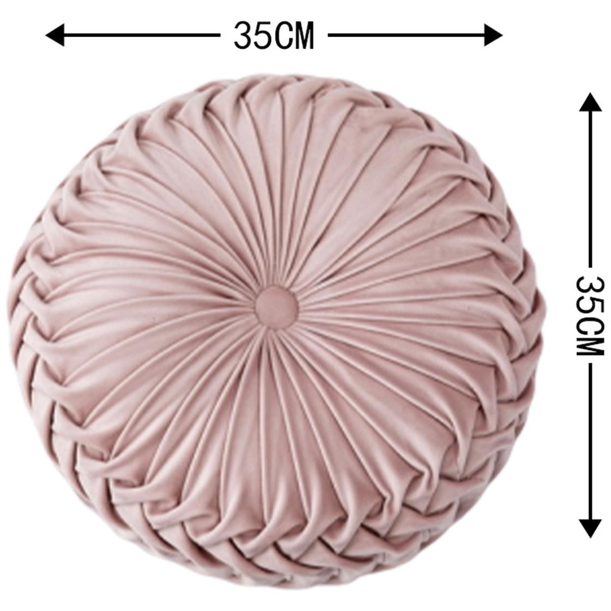 Round Pleated Pumpkin Velvet Cushion - Orange / 35cm – image 24