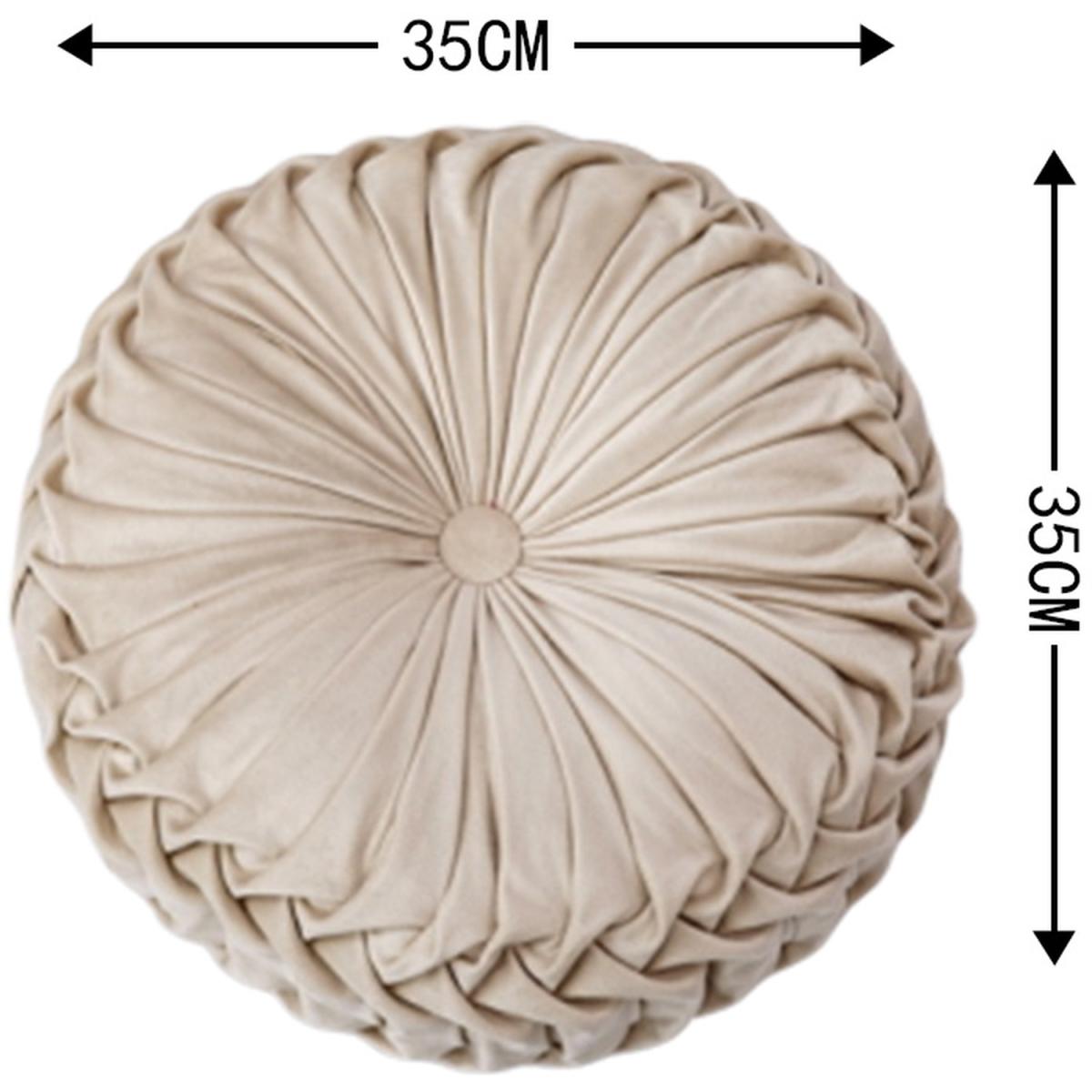 Round Pleated Pumpkin Velvet Cushion - Orange / 35cm – image 26