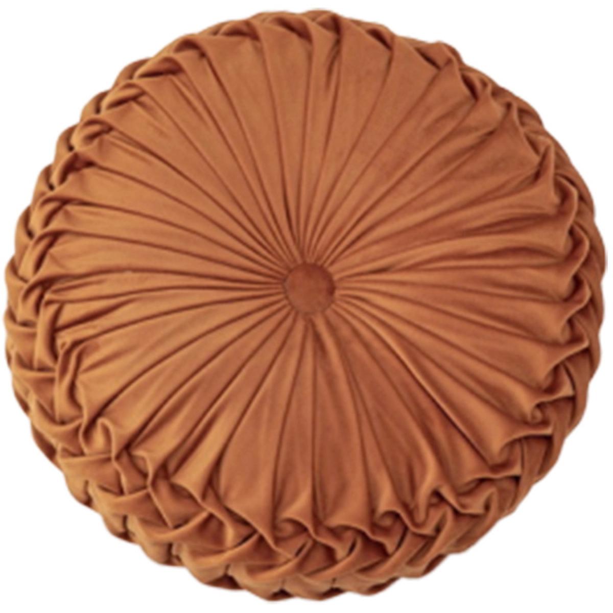 Round Pleated Pumpkin Velvet Cushion - Orange / 35cm – image 5