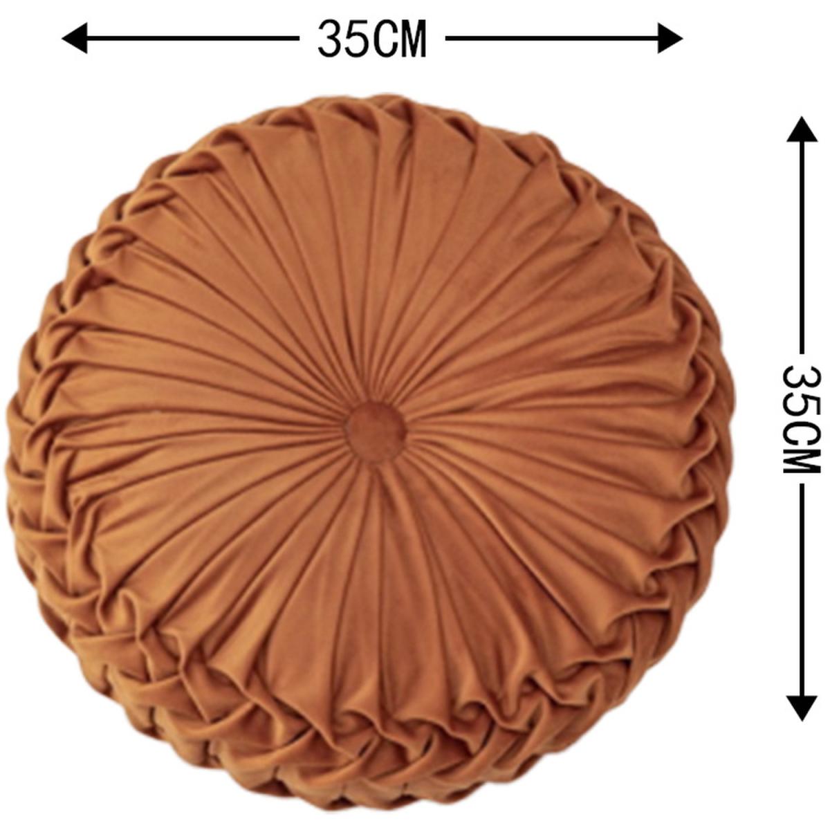 Round Pleated Pumpkin Velvet Cushion - Orange / 35cm – image 6