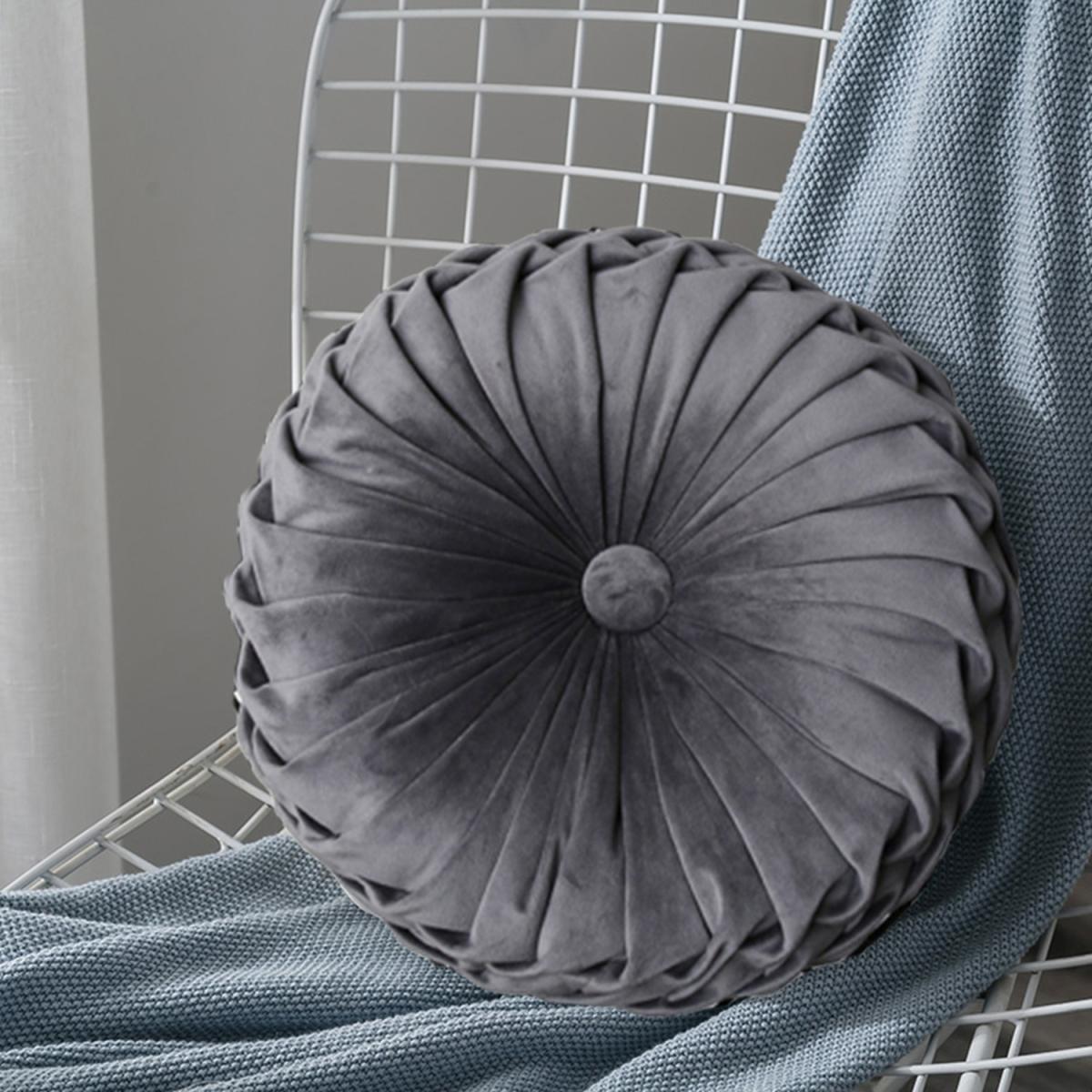Round Pleated Pumpkin Velvet Cushion - Orange / 35cm – image 7