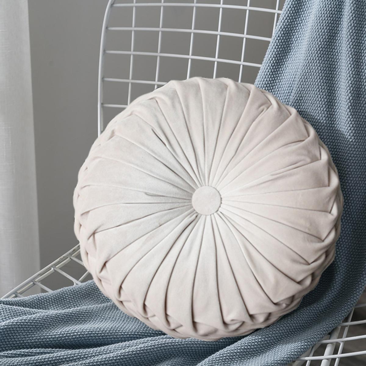 Round Pleated Pumpkin Velvet Cushion - Orange / 35cm – image 9
