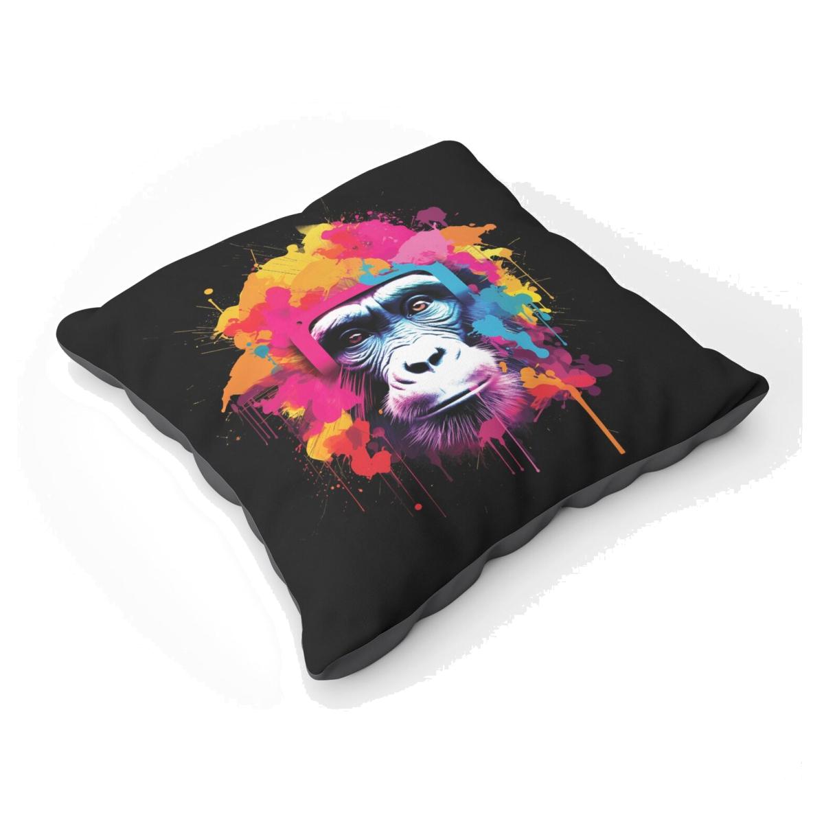 Multi Coloured Monkey Face Floor Cushion - Pink