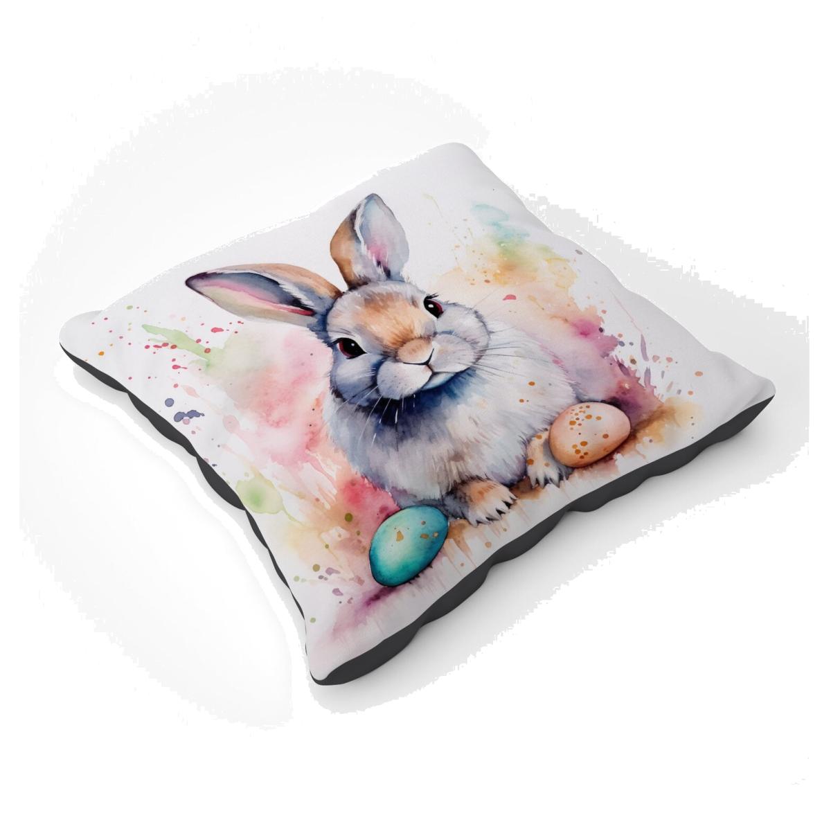 Easter Bunny Watercolour Floor Cushion - Blue