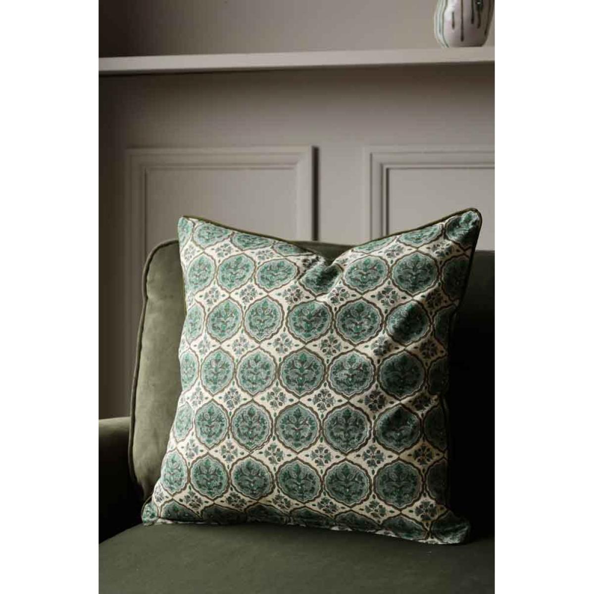 Green Clover Block Printed Cushion – image 2