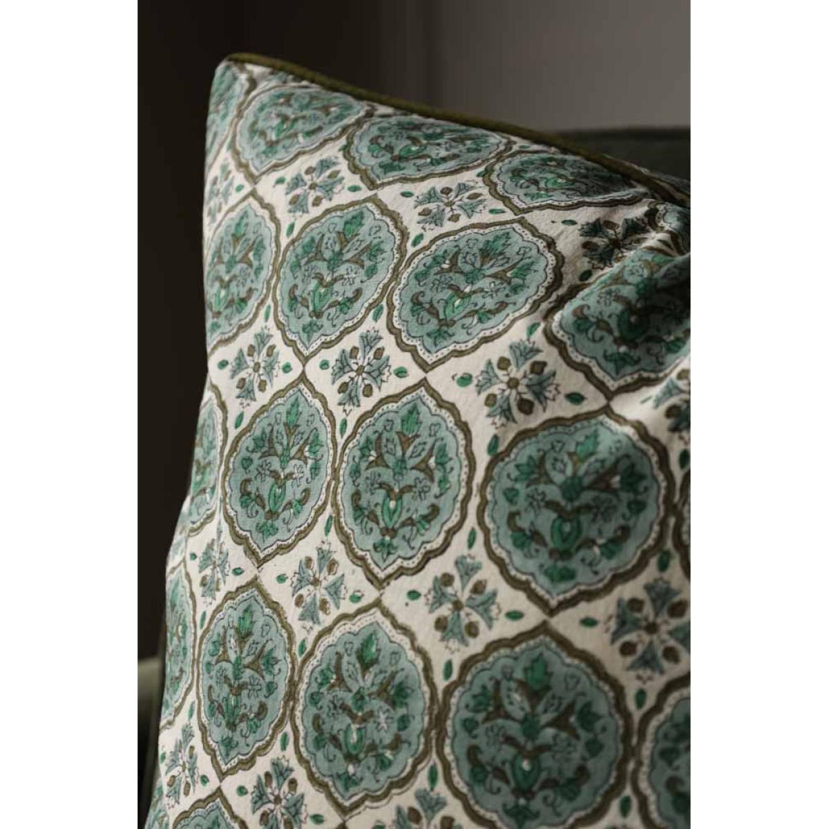 Green Clover Block Printed Cushion – image 4