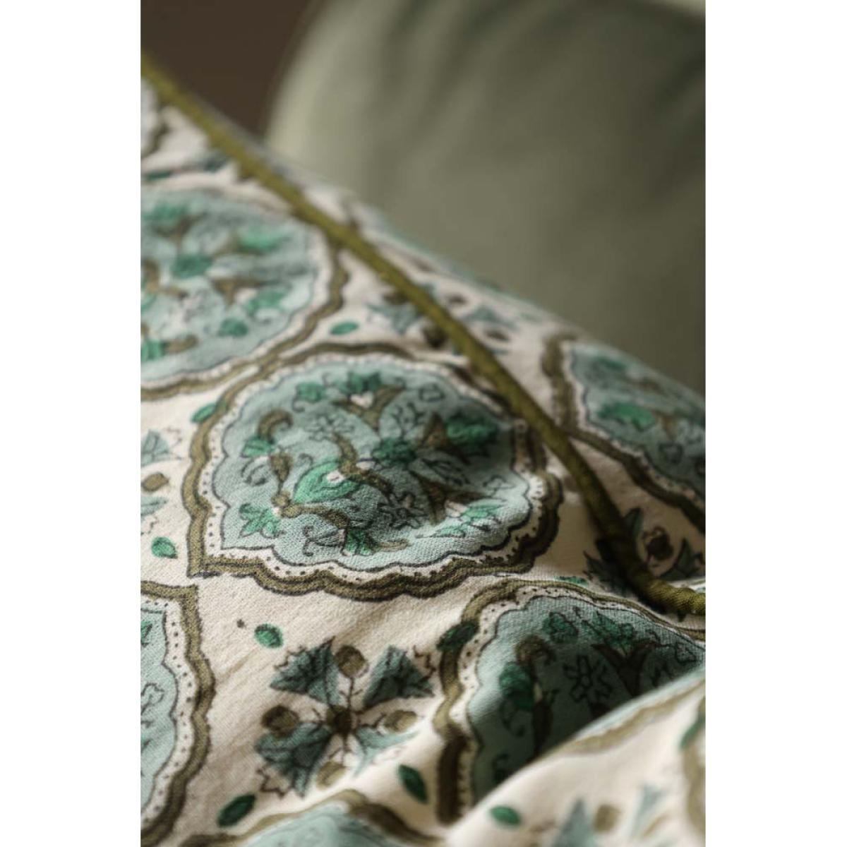 Green Clover Block Printed Cushion – image 5