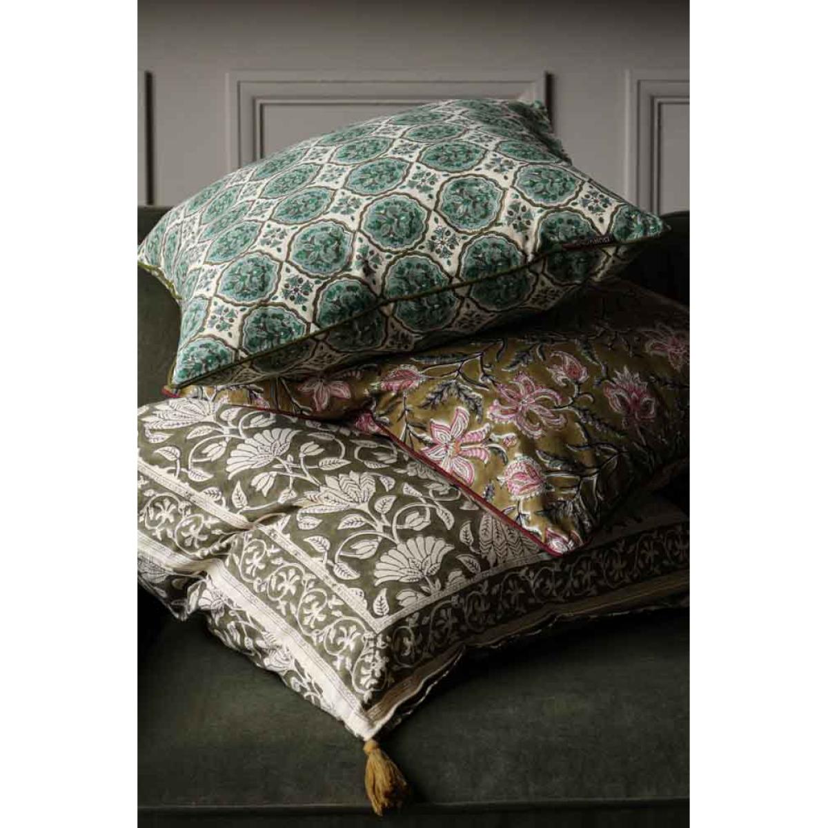 Green Clover Block Printed Cushion – image 7