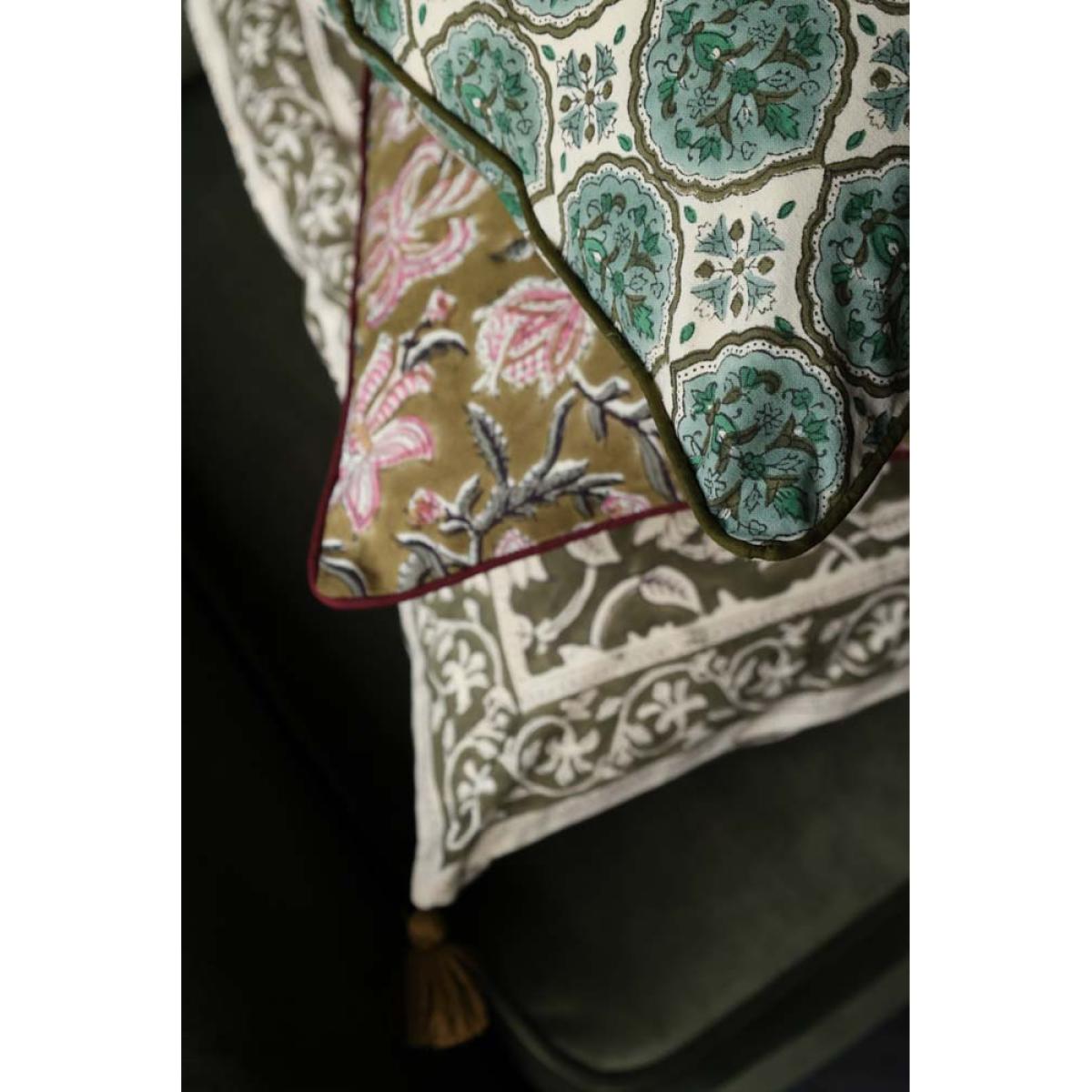 Green Clover Block Printed Cushion – image 8