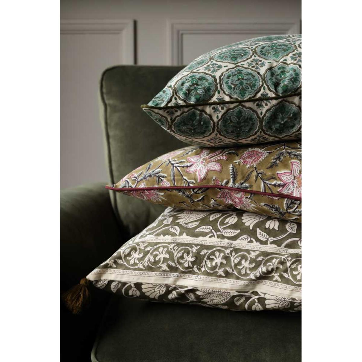 Green Clover Block Printed Cushion – image 9