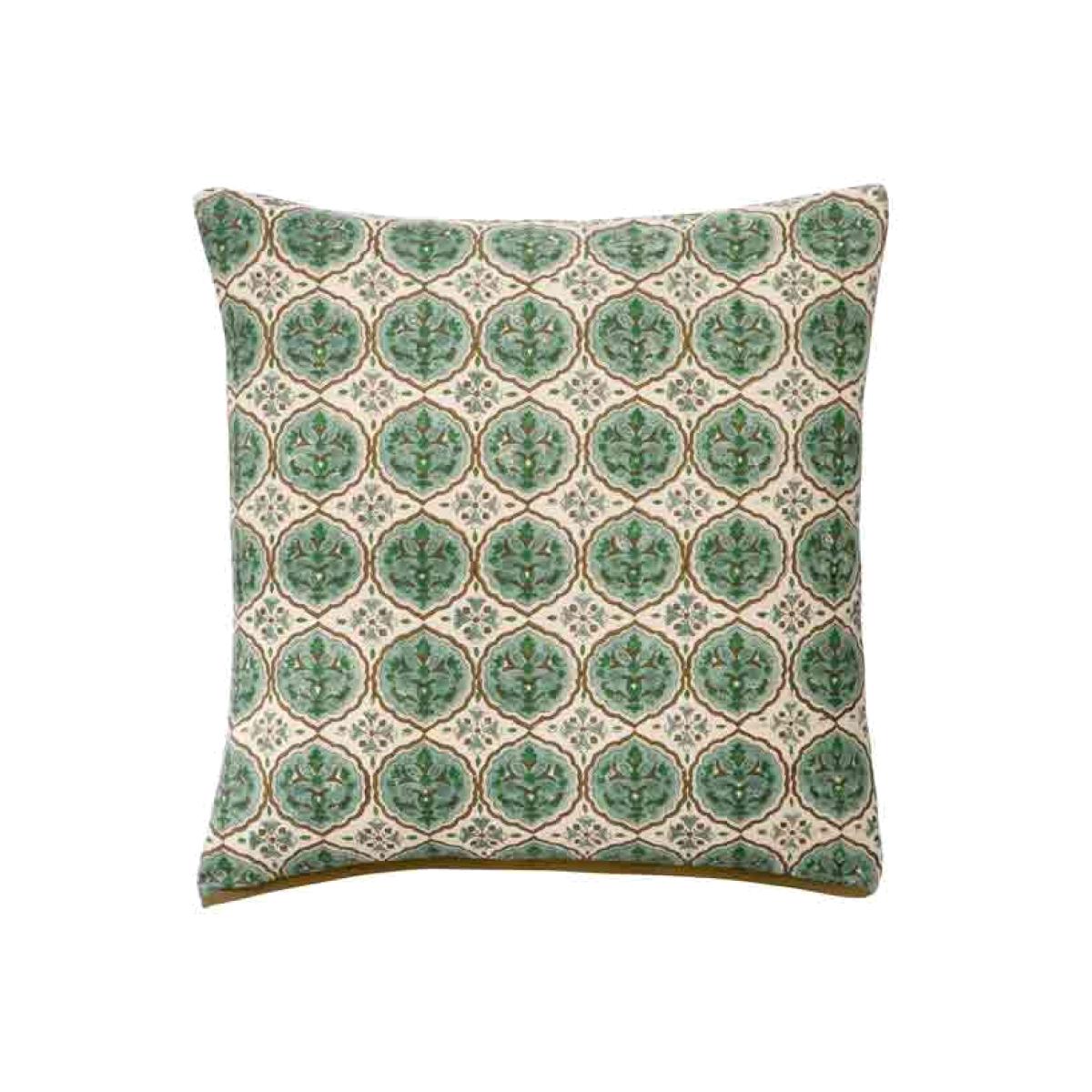Green Clover Block Printed Cushion – image 1