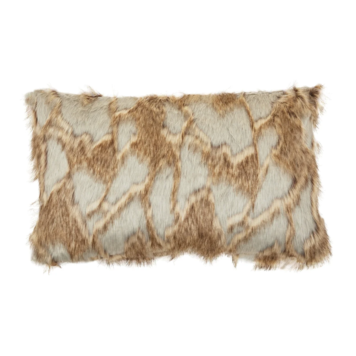 Bosie Lamina Grey And Natural Fur Cushion - White – image 1
