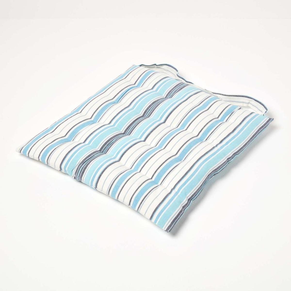 New England Stripe Cotton Seat Pad with Button Straps - New England Blue / 20cm – image 2