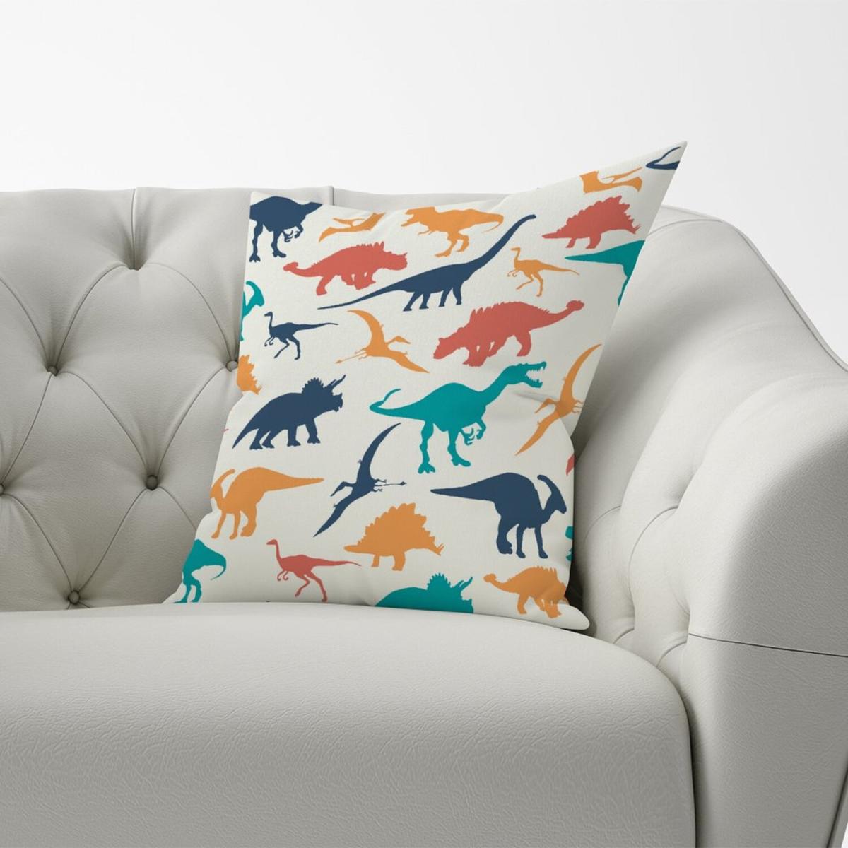 Multicoloured Dinosaurs Cushion - Blue / 60cm