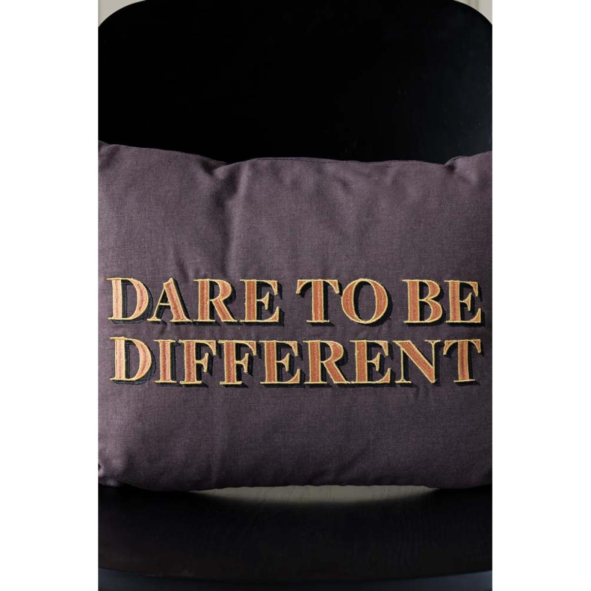 Dare To Be Different Embroidered Brown Cushion – image 5