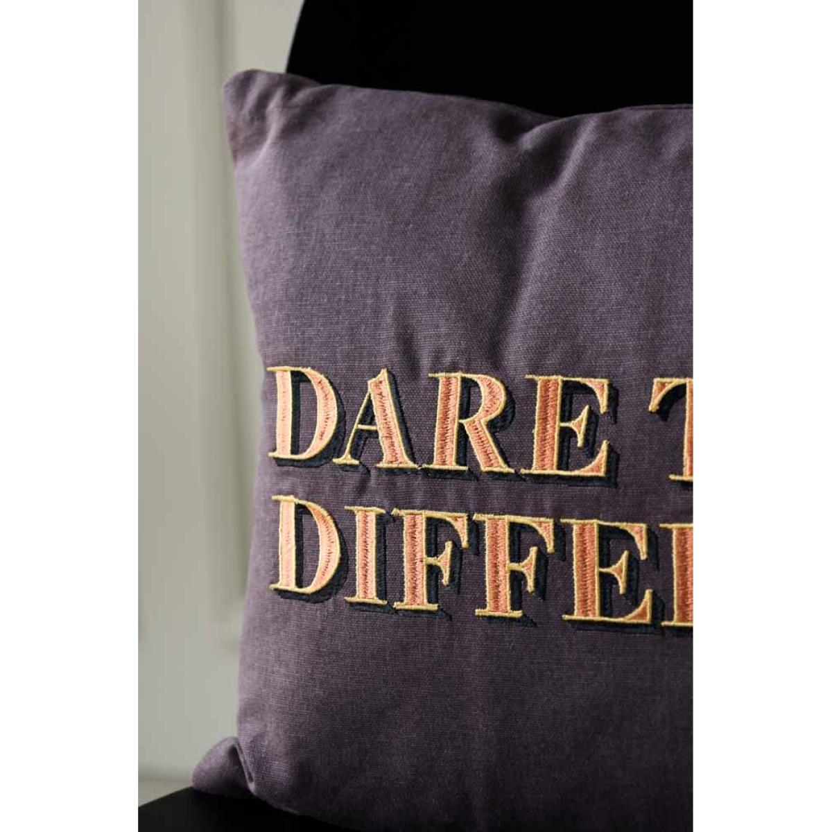 Dare To Be Different Embroidered Brown Cushion – image 6