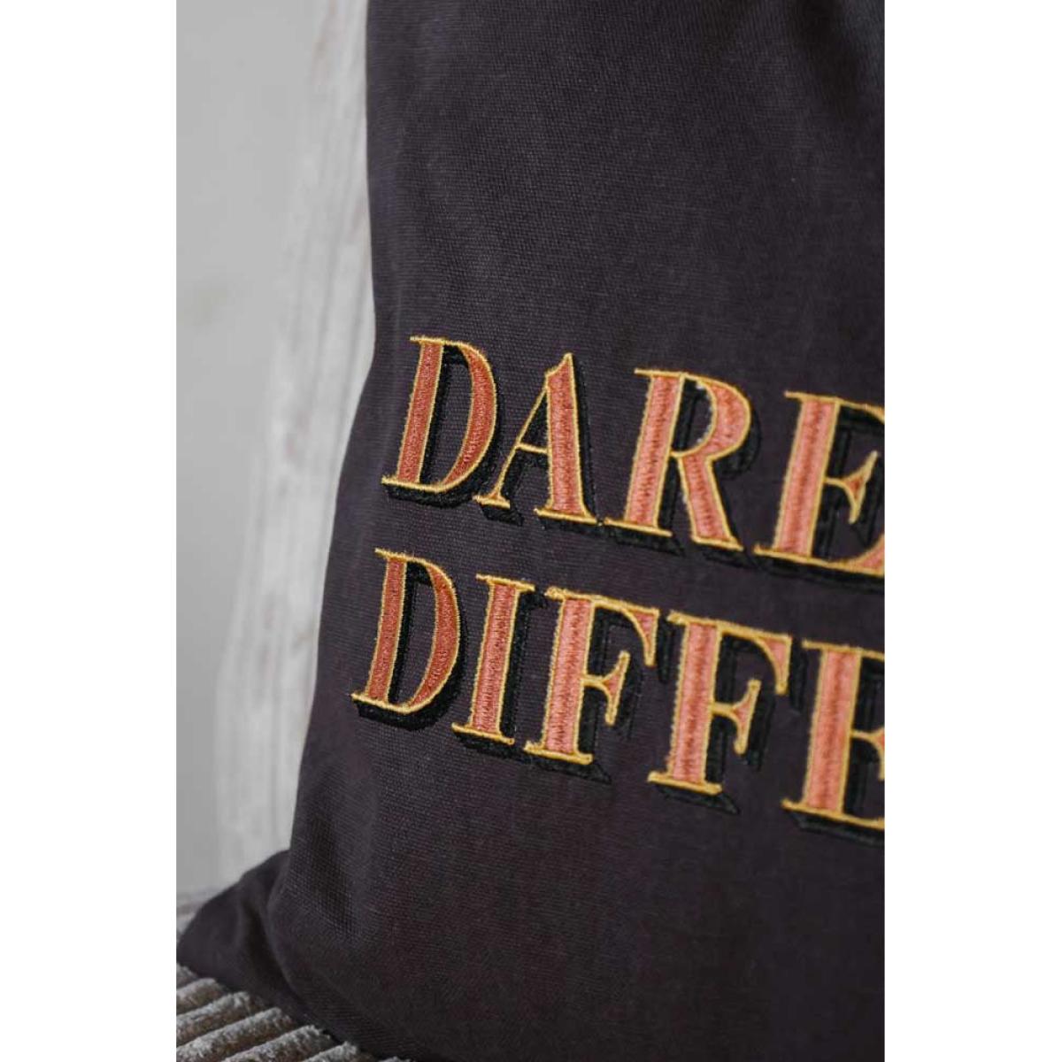 Dare To Be Different Embroidered Brown Cushion – image 9